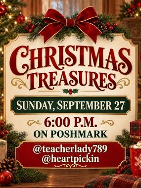 Source Unknown Red and Green Christmas Treasures Event Sign